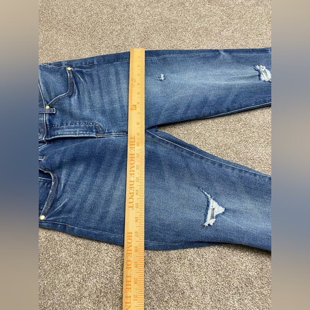 Distressed boho Indie Sleaze Express Skyscraper Mid Rise Bootcut Jeans womens 6R - Picture 7 of 11